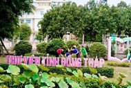 Thư viện tỉnh Đồng Tháp chỉnh trang trụ sở chào mừng Đại hội đại bi...